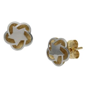 Pendientes oro 18kl bicolor - 8mm