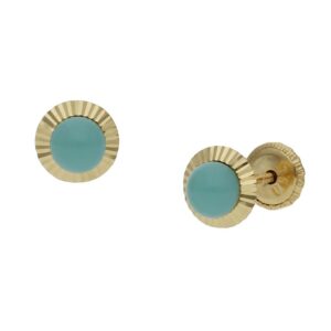 Pendientes oro 18kl turquesas sinteticas - 6mm
