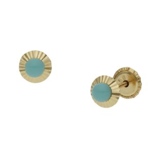 Pendientes oro 18kl turquesas sinteticas - 5mm