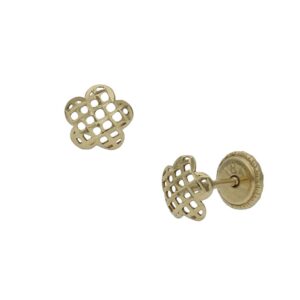Pendientes oro 18kl  tallados flor - 5.50mm