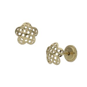 Pendientes oro 18kl flor tallados - 6.50mm