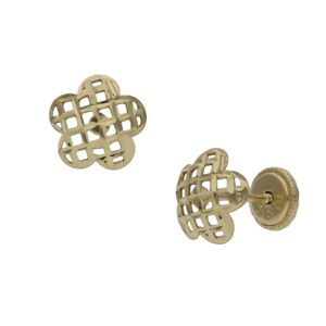 Pendientes oro 18kl tallados flor - 7mm