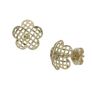 Pendientes oro 18kl flor tallados - 8mm