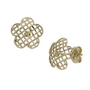 Pendientes oro 18kl tallados flor - 9mm