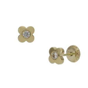 Pendientes oro 18kl flor circonitas - 5mm