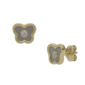 Pendientes oro 18kl mariposa + nacar - 7x6mm