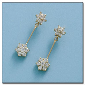 Pendientes oro 18kl rosetas circonitas