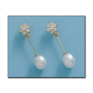 Pendientes oro 18kl roseta y perlas