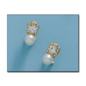 Pendientes oro 18kl perlas y circonitas