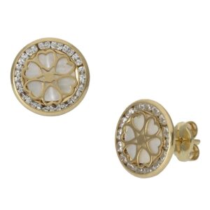 Pendientes oro 18kl flor nacar - 9.50mm