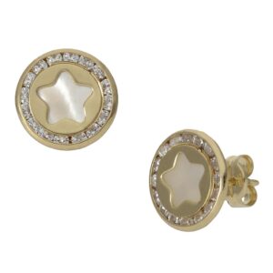 Pendientes oro 18kl estrella nacar - 9.50mm