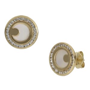 Pendientes oro 18kl nacar + luna - 9.50mm