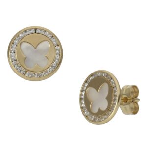 Pendientes oro 18kl mariposa + nacar - 9.50mm