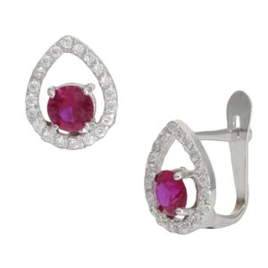 Pendientes oro blanco 18kl rojo