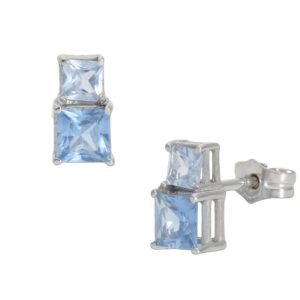 Pendientes oro blanco 18kl agua marina