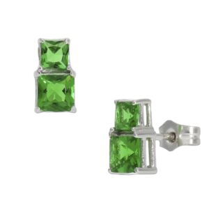 Pendientes oro blanco 18kl verde