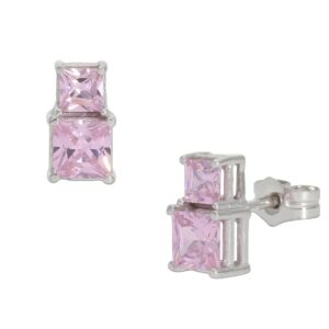 Pendientes oro blanco 18kl rosa