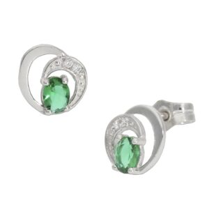 Pendientes oro blanco 18kl verde