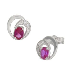Pendientes oro blanco 18kl rojo