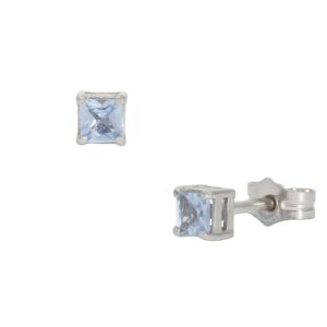Pendientes oro blanco 18kl agua marina - 3.5x3.5mm