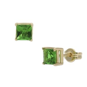 Pendientes oro 18kl verde - 4.5x4.5mm