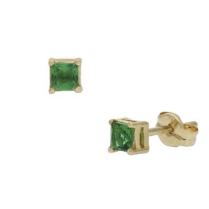Pendientes oro 18kl verdes - 3.5x3.5mm