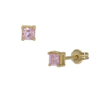 Pendientes oro 18kl rosa - 3.5x3.5mm