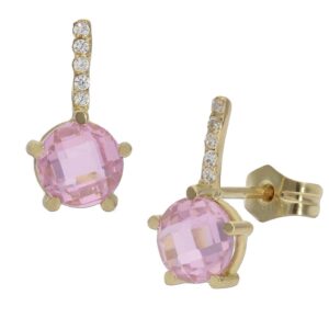 Pendientes oro 18kl circonitas rosa