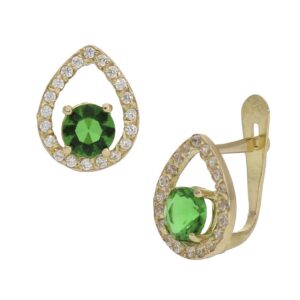 Pendientes oro 18kl crisopal verde
