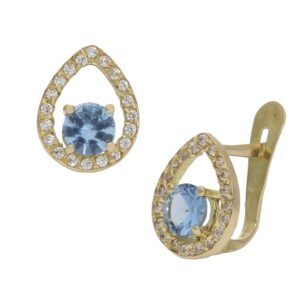 Pendientes oro 18kl piedras azul