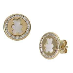 Pendientes oro 18kl nacar oso - 9.50mm