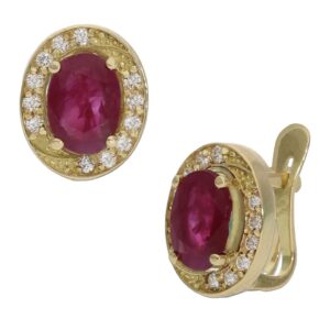Pendientes oro 18kl rubies finos