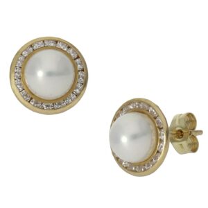 Pendientes oro 18kl perlas chinas - 9.50mm