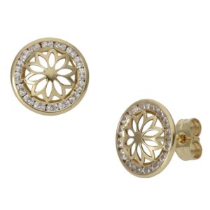 Pendientes oro 18kl circonitas - 9.50mm