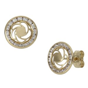 Pendientes oro 18kl flor circonitas - 9.50mm