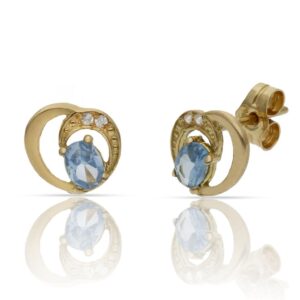 Pendientes oro 18kl azul + circonitas
