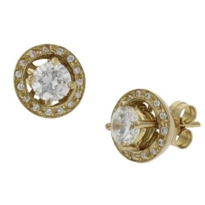 Pendientes oro 18kl -2 en 1 circonitas - 9mm