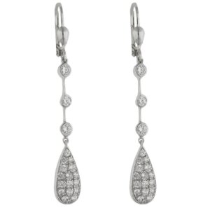 Pendientes oro blanco 18kl circonitas - 7x50mm