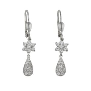 Pendientes oro blanco 18kl circonitas - 7x34mm