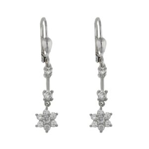 Pendientes oro blanco 18kl circonitas - 7x36mm