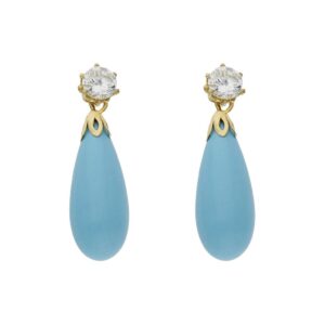 Pendientes oro 18kl turquesa sintetica