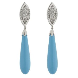 Pendientes oro 18kl turquesa sintetica