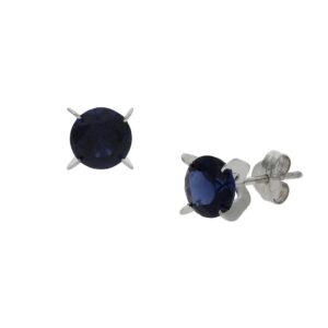 Pendientes oro blanco 18kl azul