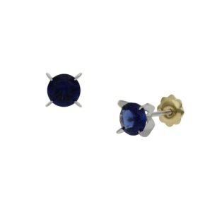 Pendientes oro blanco 18kl azul