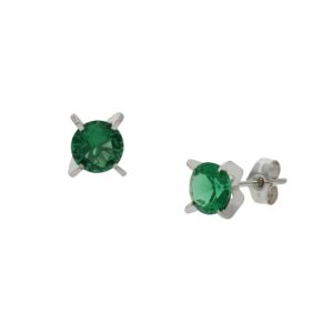 Pendientes oro blanco 18kl verde