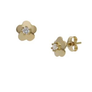 Pendientes 18kl flor circonitas - 7mm