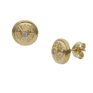 Pendientes oro 18kl redondos circonitas - 9mm
