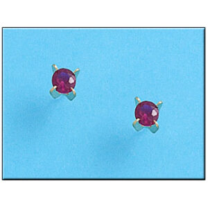 Pendientes oro 18kl crisopal rojo 5x5
