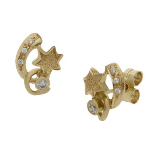 Pendientes oro 18kl  estrellas - 7x10mm