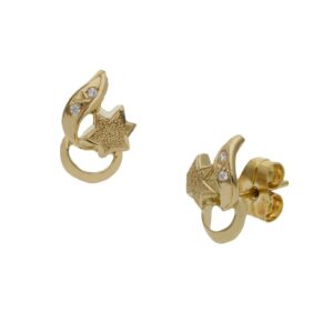 Pendientes oro 18kl estrellas circonitas - 8x11mm